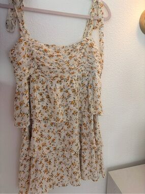 Reformation Avni Cream Mini Dress with Floral Print